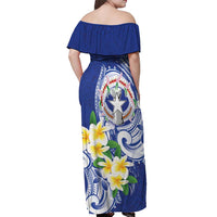 Northern Mariana Islands Off Shoulder Maxi Dress Polynesian Pattern With Frangipani