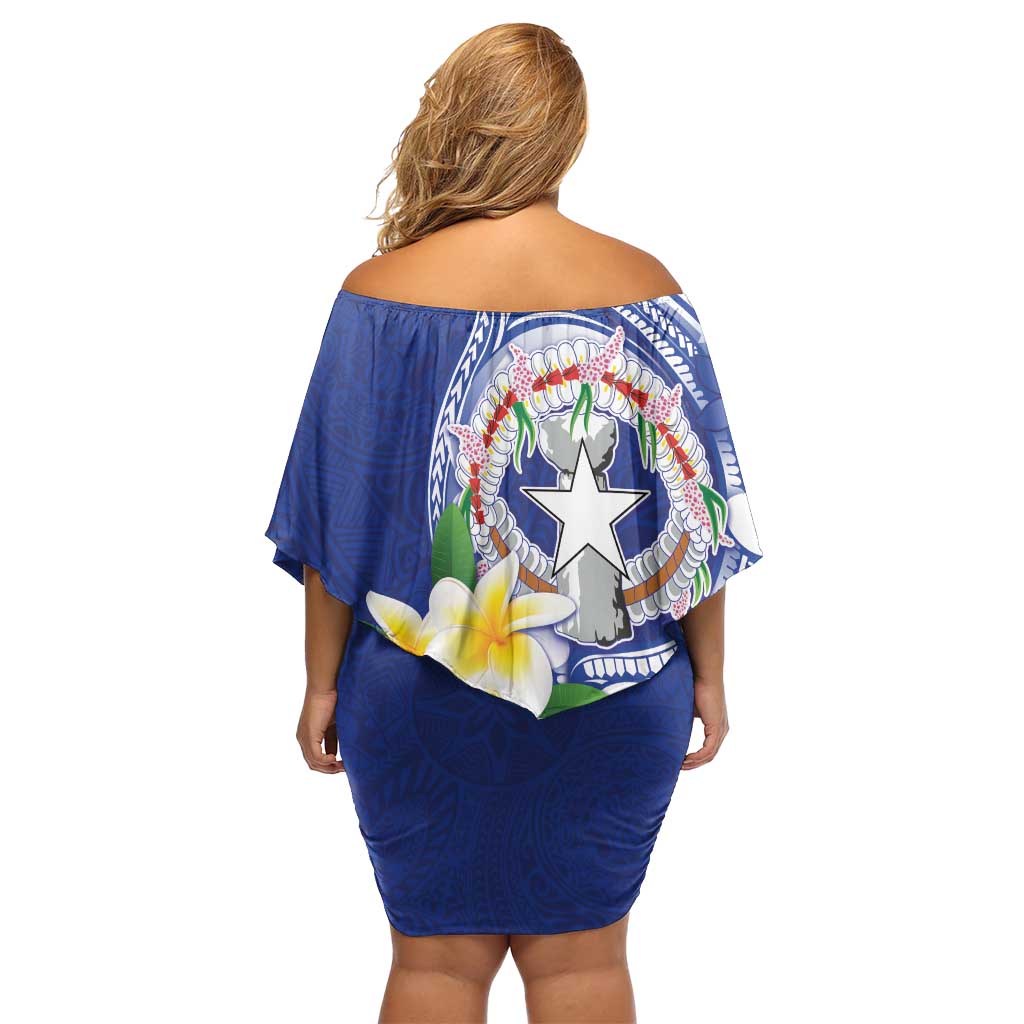Northern Mariana Islands Off Shoulder Short Dress Polynesian Pattern With Frangipani LT05 - Polynesian Pride
