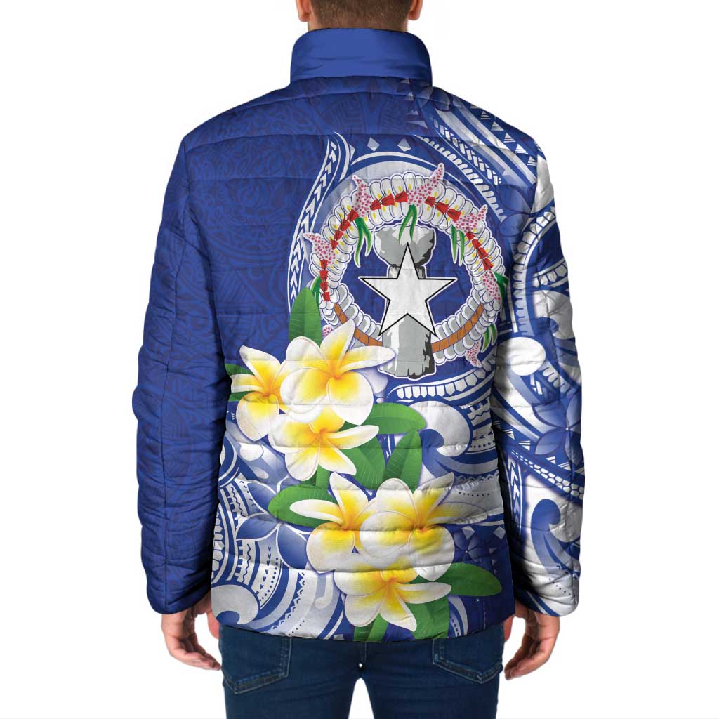 Northern Mariana Islands Padded Jacket Polynesian Pattern With Frangipani