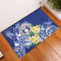 Northern Mariana Islands Rubber Doormat Polynesian Pattern With Frangipani