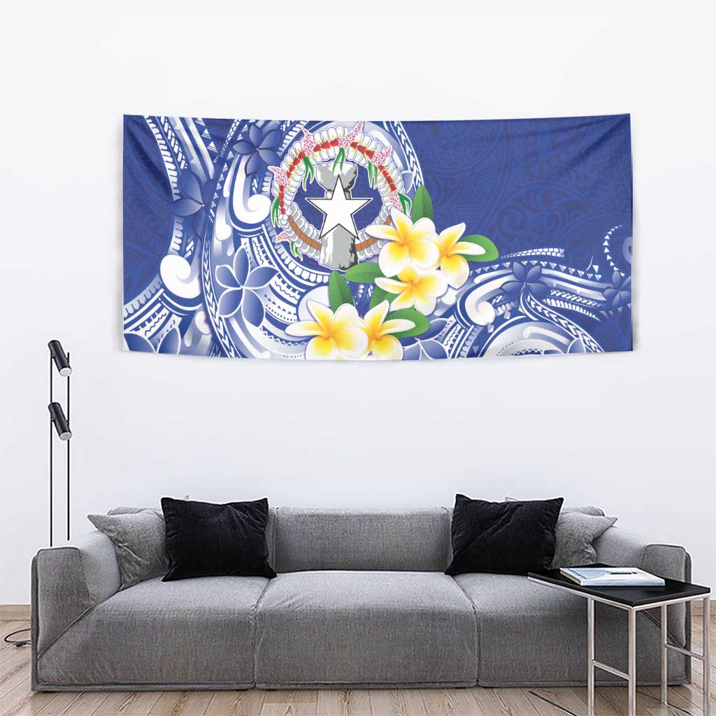 Northern Mariana Islands Tapestry Polynesian Pattern With Frangipani