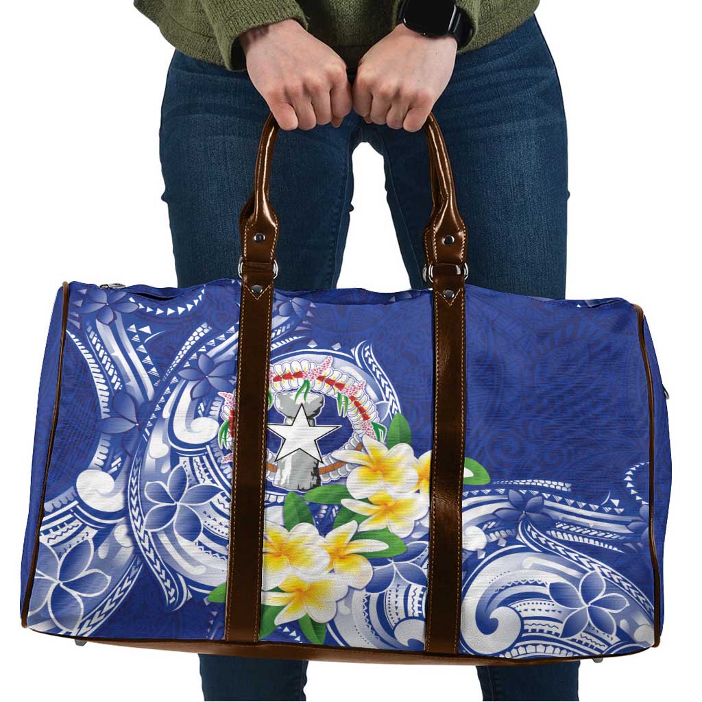 Northern Mariana Islands Travel Bag Polynesian Pattern With Frangipani