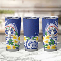 Northern Mariana Islands Tumbler Cup Polynesian Pattern With Frangipani