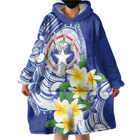 Northern Mariana Islands Wearable Blanket Hoodie Polynesian Pattern With Frangipani