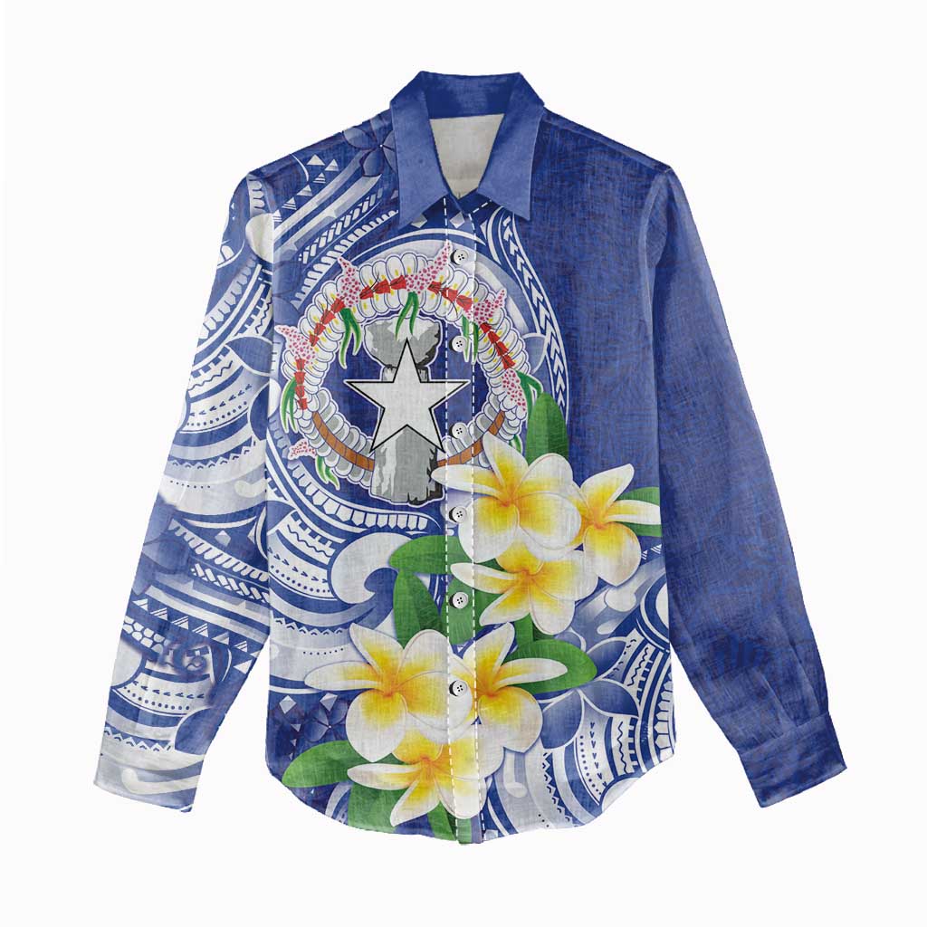 Northern Mariana Islands Women Casual Shirt Polynesian Pattern With Frangipani