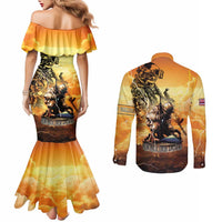 Hawaii Memorial Day Couples Matching Mermaid Dress and Long Sleeve Button Shirt Remember Their Sacrifice