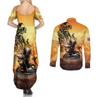 Hawaii Memorial Day Couples Matching Summer Maxi Dress and Long Sleeve Button Shirt Remember Their Sacrifice