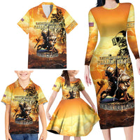 Hawaii Memorial Day Family Matching Long Sleeve Bodycon Dress and Hawaiian Shirt Remember Their Sacrifice LT05 - Polynesian Pride