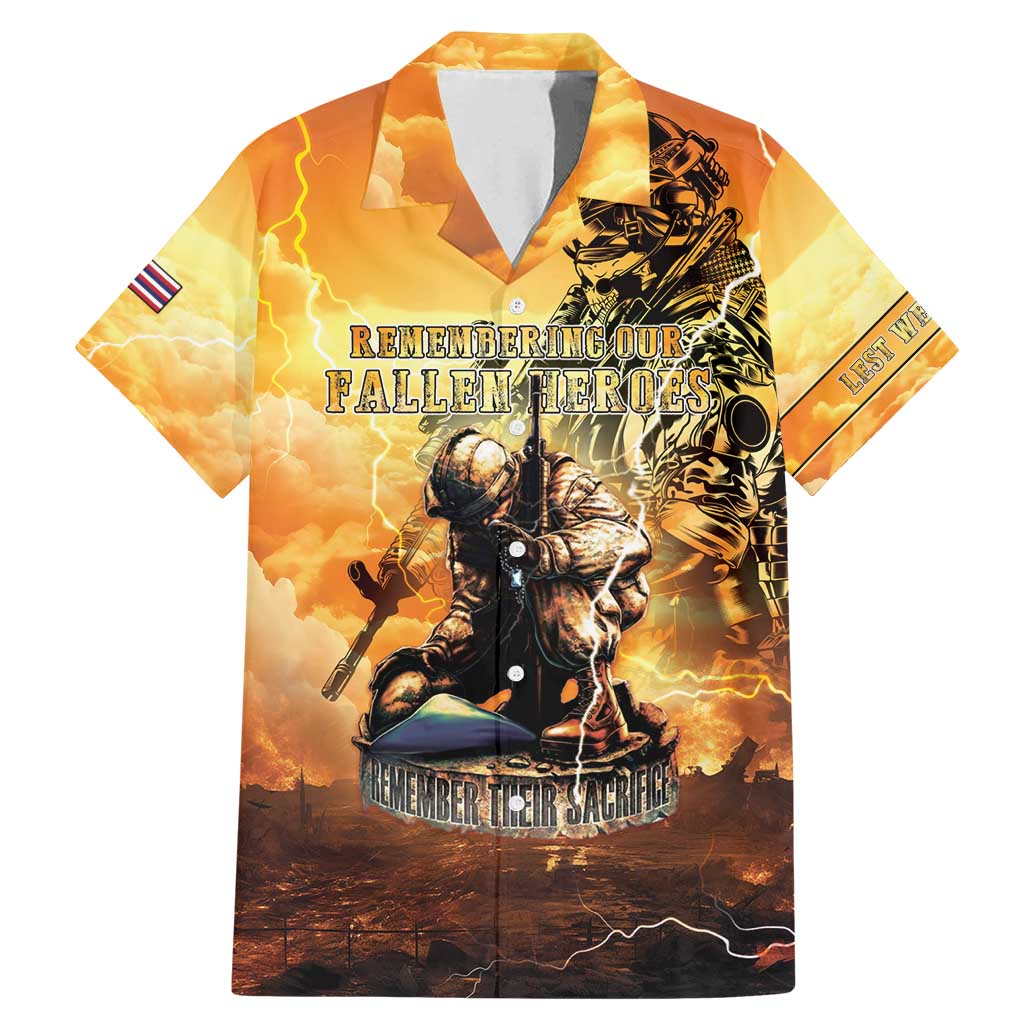 Hawaii Memorial Day Family Matching Mermaid Dress and Hawaiian Shirt Remember Their Sacrifice LT05 Dad's Shirt - Short Sleeve Yellow - Polynesian Pride