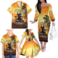 Hawaii Memorial Day Family Matching Off The Shoulder Long Sleeve Dress and Hawaiian Shirt Remember Their Sacrifice LT05 - Polynesian Pride
