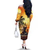 Hawaii Memorial Day Family Matching Off The Shoulder Long Sleeve Dress and Hawaiian Shirt Remember Their Sacrifice LT05 - Polynesian Pride