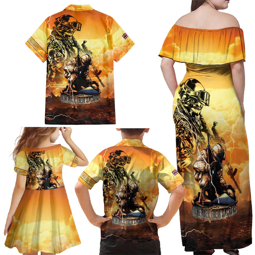 Hawaii Memorial Day Family Matching Off Shoulder Maxi Dress and Hawaiian Shirt Remember Their Sacrifice LT05 - Polynesian Pride