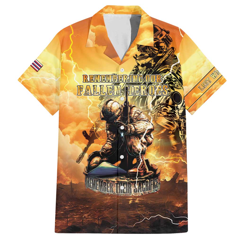 Hawaii Memorial Day Family Matching Off Shoulder Maxi Dress and Hawaiian Shirt Remember Their Sacrifice LT05 Dad's Shirt - Short Sleeve Yellow - Polynesian Pride