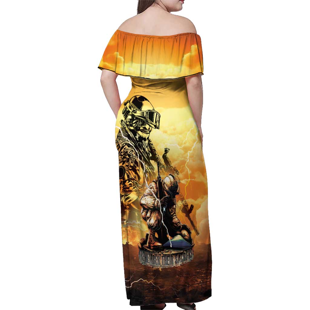 Hawaii Memorial Day Family Matching Off Shoulder Maxi Dress and Hawaiian Shirt Remember Their Sacrifice LT05 - Polynesian Pride