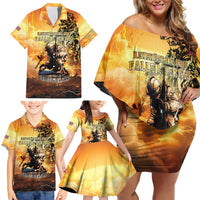 Hawaii Memorial Day Family Matching Off Shoulder Short Dress and Hawaiian Shirt Remember Their Sacrifice LT05 - Polynesian Pride