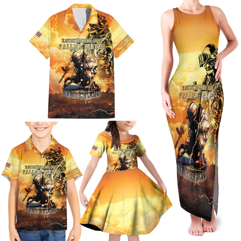 Hawaii Memorial Day Family Matching Tank Maxi Dress and Hawaiian Shirt Remember Their Sacrifice LT05 - Polynesian Pride