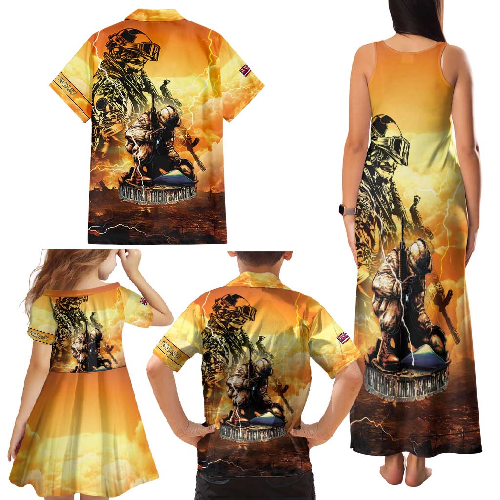 Hawaii Memorial Day Family Matching Tank Maxi Dress and Hawaiian Shirt Remember Their Sacrifice LT05 - Polynesian Pride