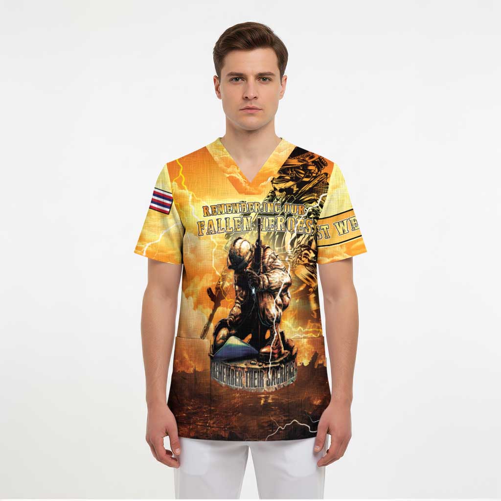 Hawaii Memorial Day Scrub Top Remember Their Sacrifice - Polynesian Pride