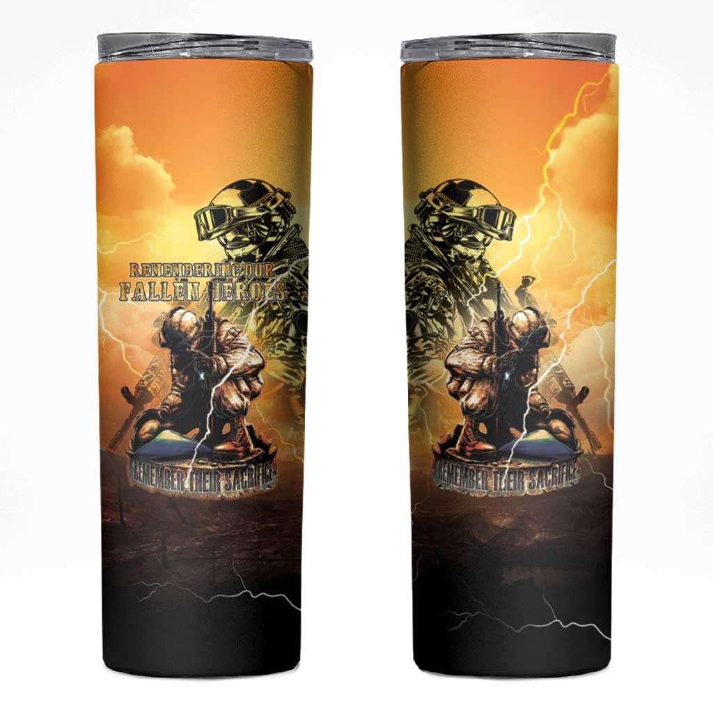 Hawaii Memorial Day Skinny Tumbler Remember Their Sacrifice LT05 Yellow - Polynesian Pride