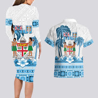 Fiji 679 Constitution Day Couples Matching Long Sleeve Bodycon Dress and Hawaiian Shirt Fijian Tapa Pattern LT05 - Polynesian Pride