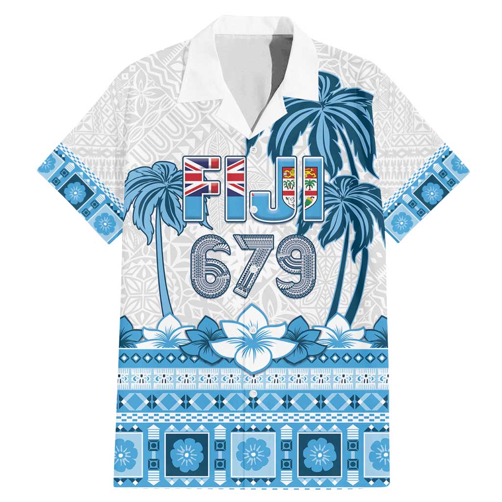Fiji 679 Constitution Day Family Matching Mermaid Dress and Hawaiian Shirt Fijian Tapa Pattern LT05 Dad's Shirt - Short Sleeve Blue - Polynesian Pride