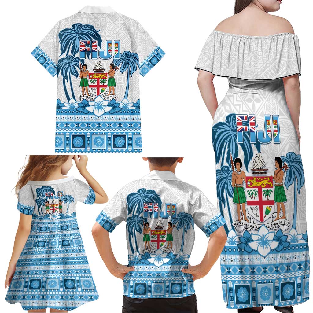 Fiji 679 Constitution Day Family Matching Off Shoulder Maxi Dress and Hawaiian Shirt Fijian Tapa Pattern LT05 - Polynesian Pride