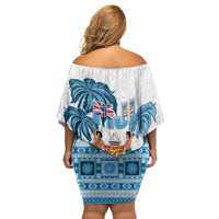 Fiji 679 Constitution Day Family Matching Off Shoulder Short Dress and Hawaiian Shirt Fijian Tapa Pattern LT05 - Polynesian Pride