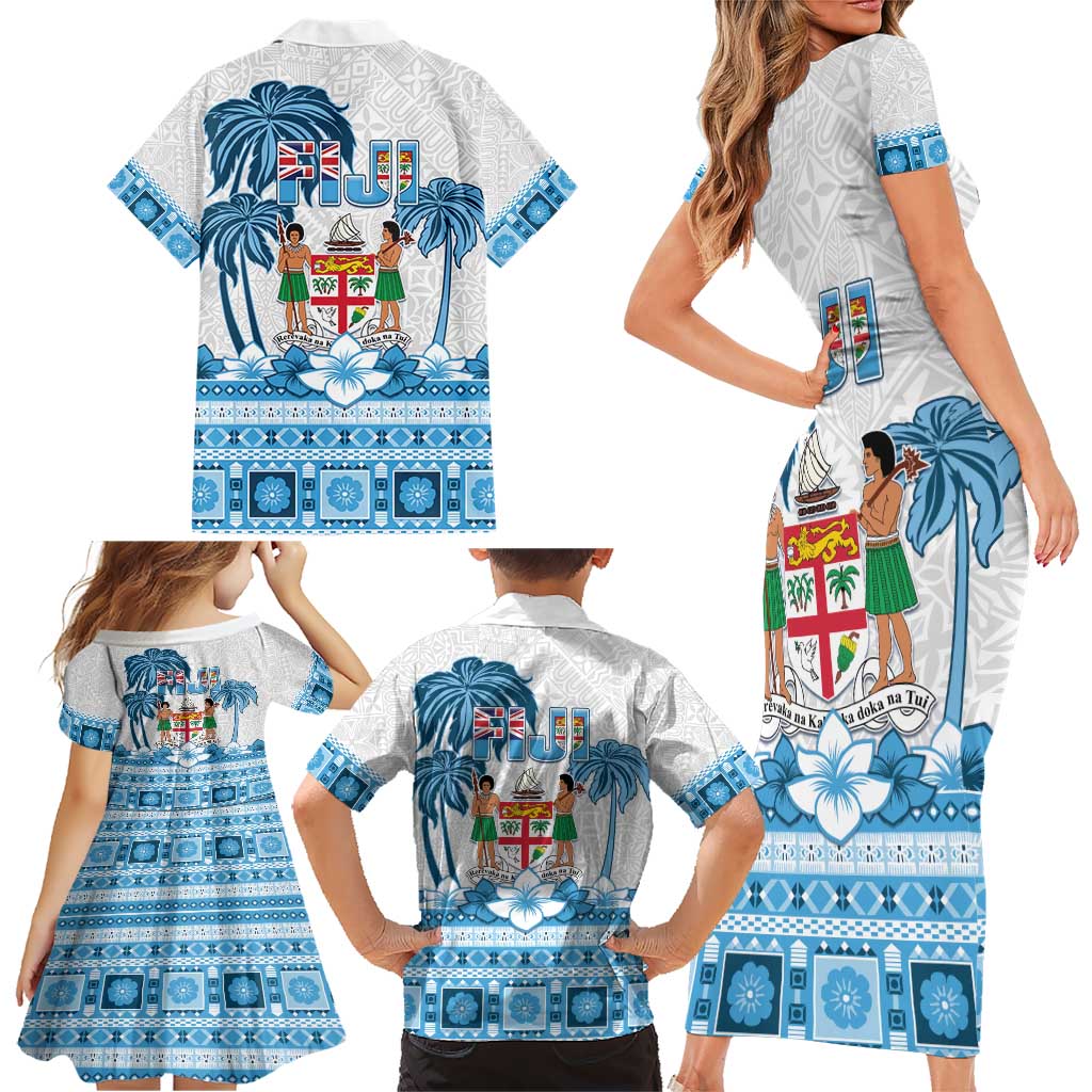 Fiji 679 Constitution Day Family Matching Short Sleeve Bodycon Dress and Hawaiian Shirt Fijian Tapa Pattern LT05 - Polynesian Pride