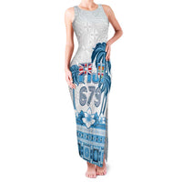 Fiji 679 Constitution Day Family Matching Tank Maxi Dress and Hawaiian Shirt Fijian Tapa Pattern LT05 Mom's Dress Blue - Polynesian Pride