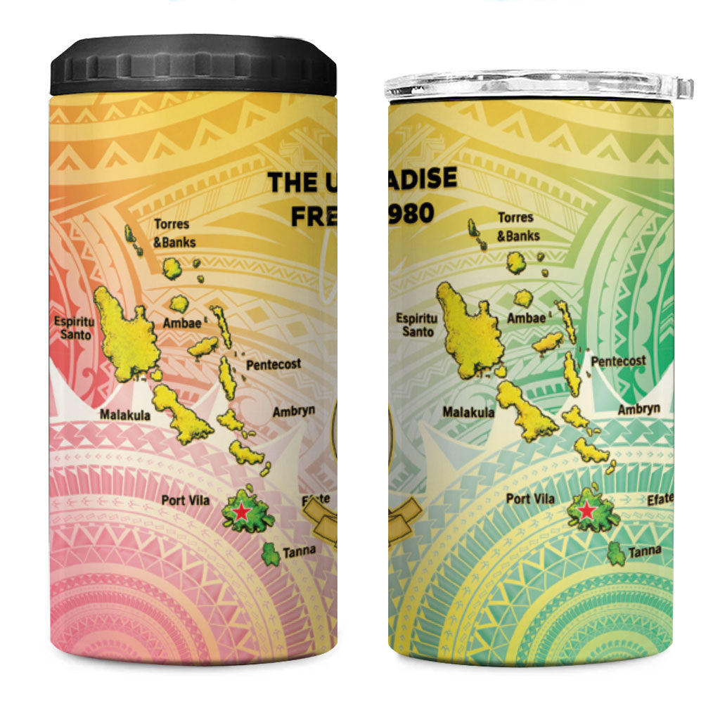 Vanuatu Independence Day 4 in 1 Can Cooler Tumbler The Untouched Paradise LT05 One Size: 16 oz Colorful - Polynesian Pride