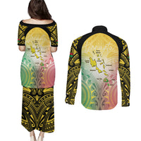 Vanuatu Independence Day Couples Matching Puletasi and Long Sleeve Button Shirt The Untouched Paradise LT05 - Polynesian Pride