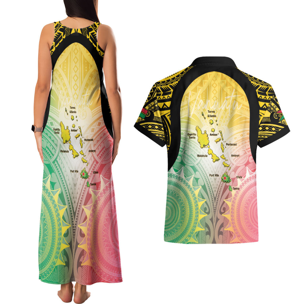 Vanuatu Independence Day Couples Matching Tank Maxi Dress and Hawaiian Shirt The Untouched Paradise LT05 - Polynesian Pride
