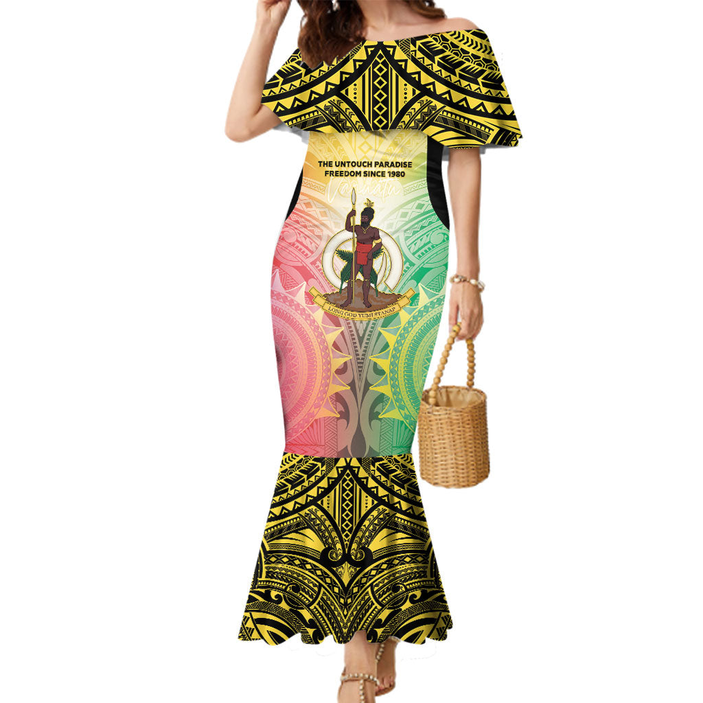 Vanuatu Independence Day Family Matching Mermaid Dress and Hawaiian Shirt The Untouched Paradise