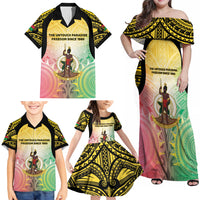 Vanuatu Independence Day Family Matching Off Shoulder Maxi Dress and Hawaiian Shirt The Untouched Paradise
