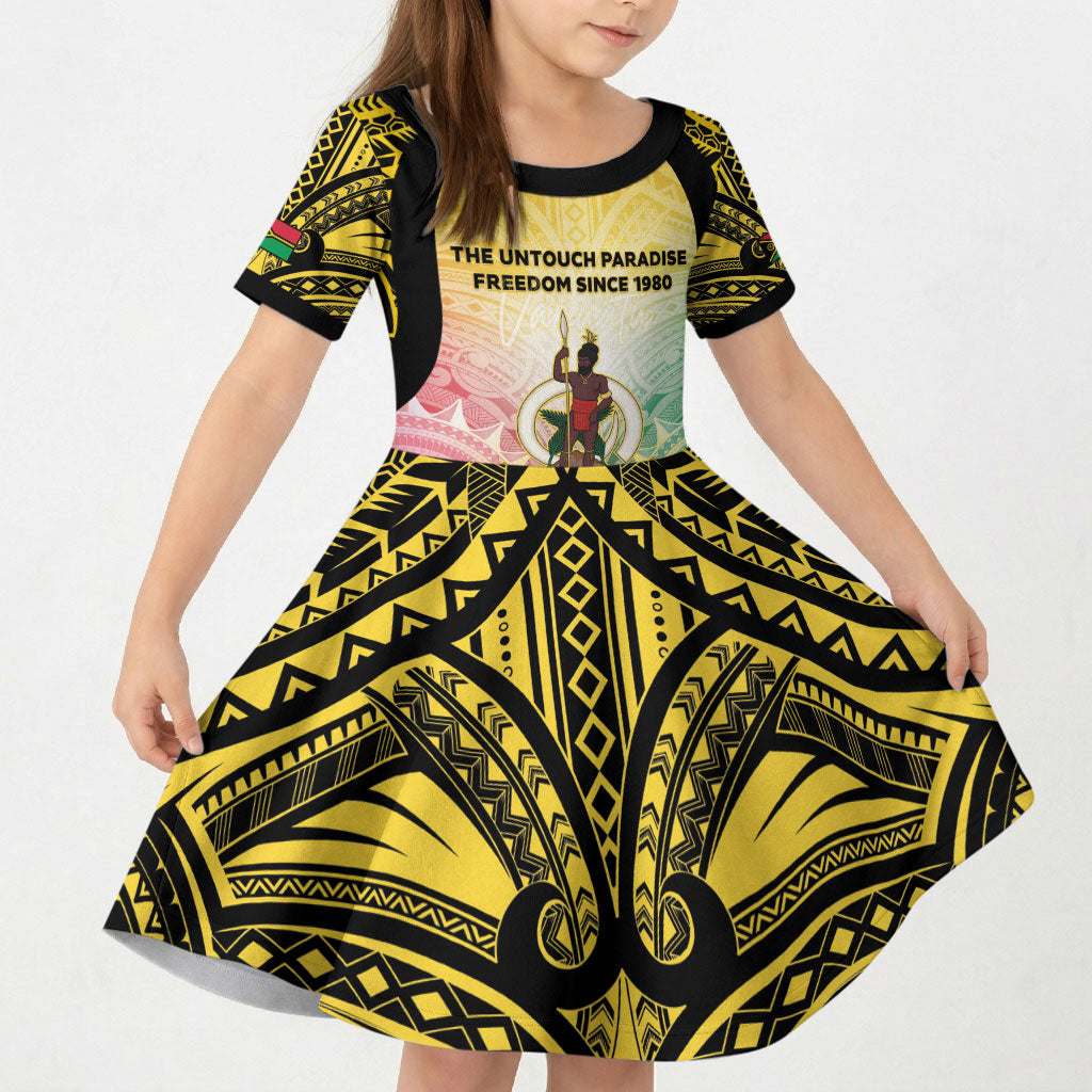 Vanuatu Independence Day Kid Short Sleeve Dress The Untouched Paradise LT05 KID Colorful - Polynesian Pride