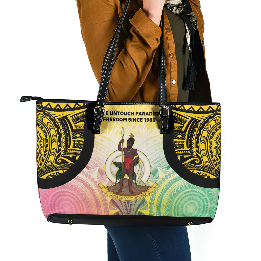 Vanuatu Independence Day Leather Tote Bag The Untouched Paradise
