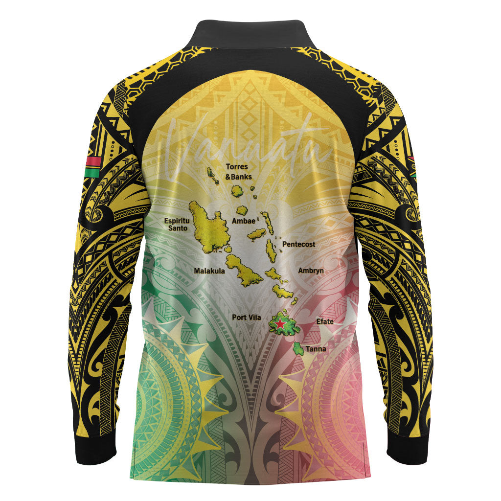 Vanuatu Independence Day Long Sleeve Polo Shirt The Untouched Paradise LT05 - Polynesian Pride