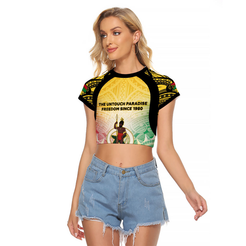 Vanuatu Independence Day Raglan Cropped T Shirt The Untouched Paradise LT05 Female Colorful - Polynesian Pride