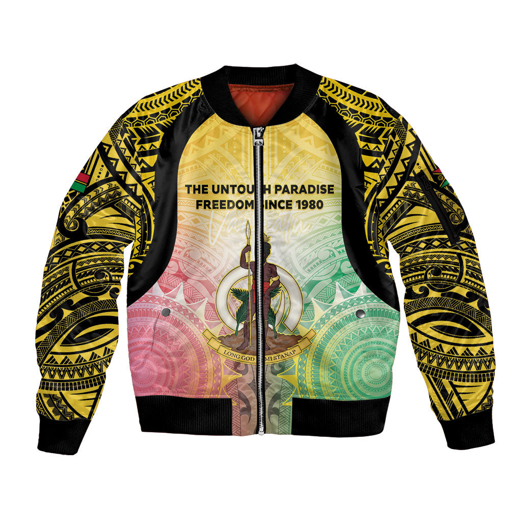 Vanuatu Independence Day Sleeve Zip Bomber Jacket The Untouched Paradise LT05 Unisex Colorful - Polynesian Pride