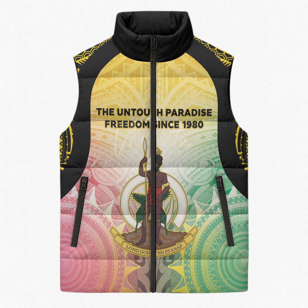 Vanuatu Independence Day Sleeveless Puffer Jacket The Untouched Paradise LT05 Unisex Colorful - Polynesian Pride