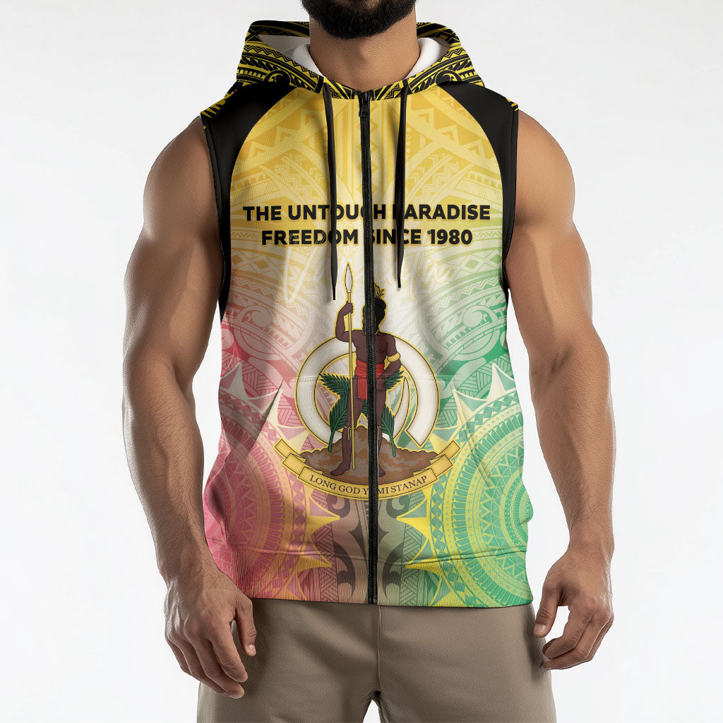Vanuatu Independence Day Sleeveless Zip Hoodie The Untouched Paradise LT05 - Polynesian Pride