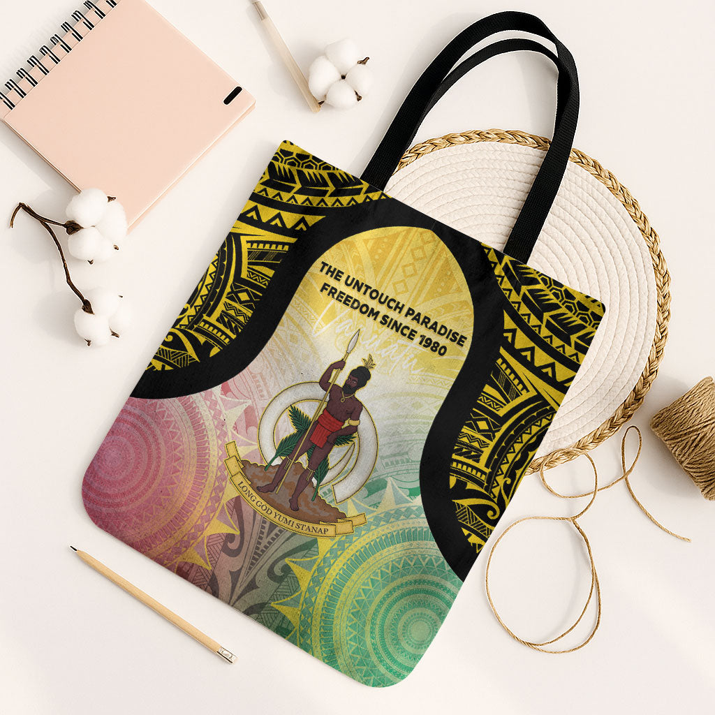 Vanuatu Independence Day Tote Bag The Untouched Paradise LT05 Black Strap One Size Colorful - Polynesian Pride