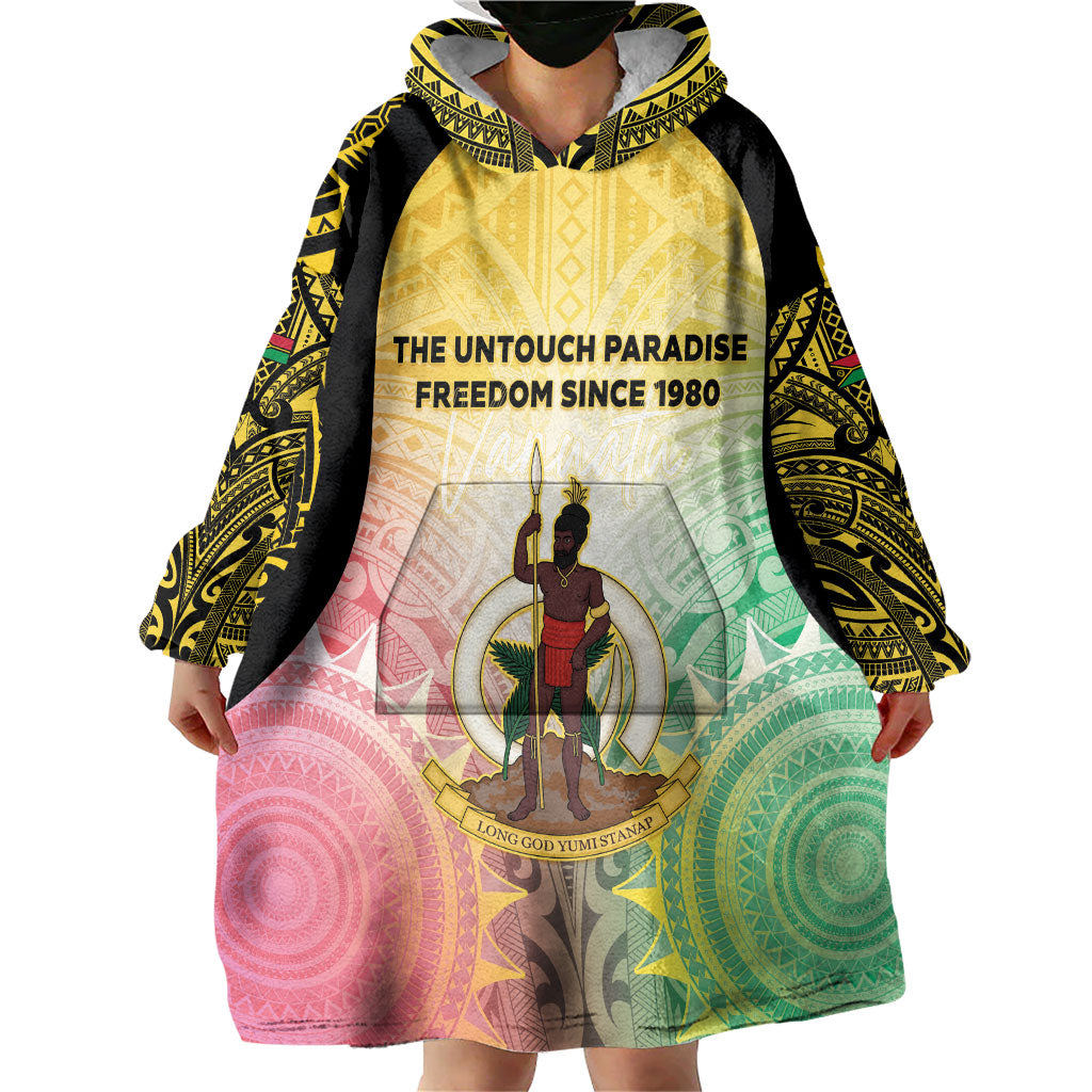 Vanuatu Independence Day Wearable Blanket Hoodie The Untouched Paradise LT05 - Polynesian Pride