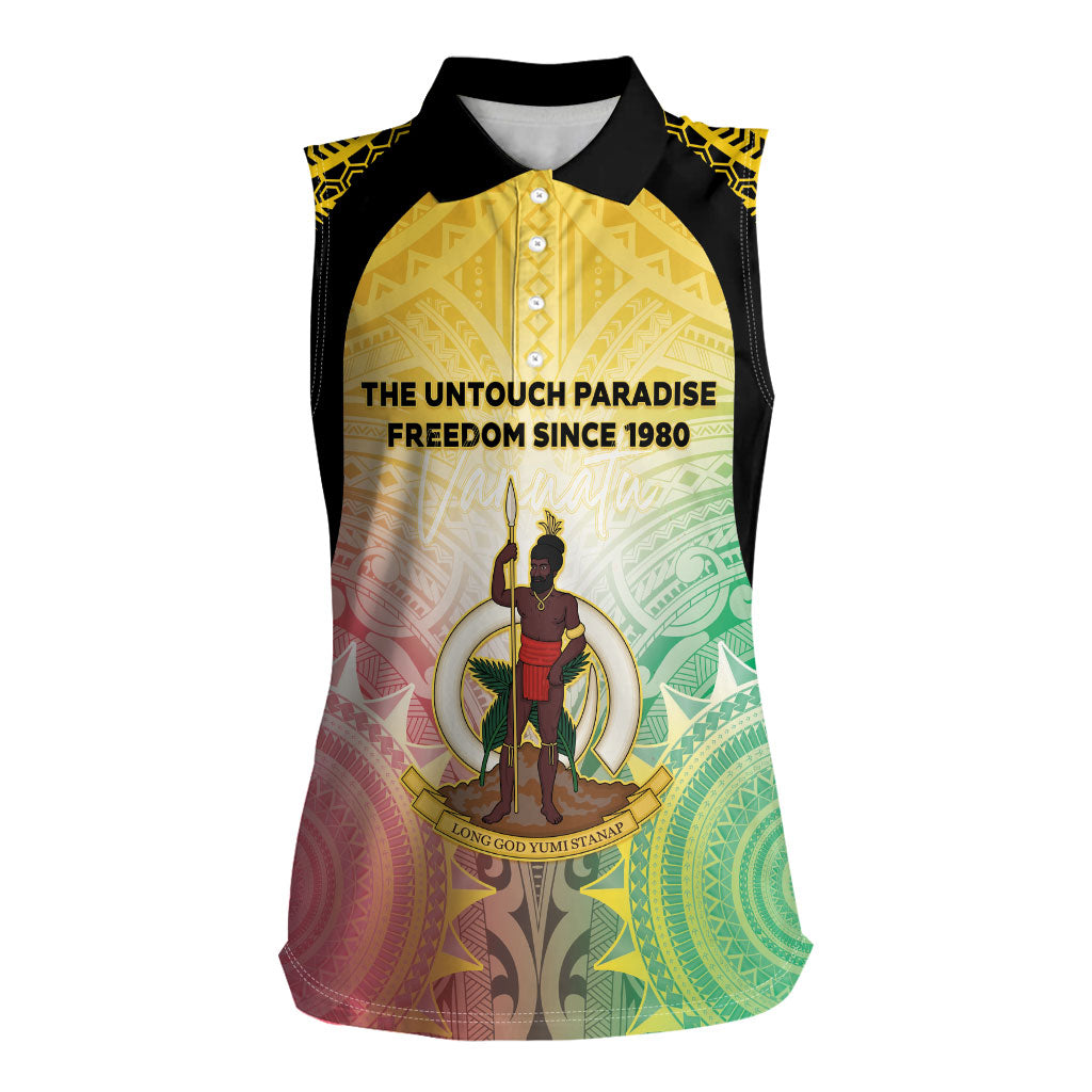 Vanuatu Independence Day Women Sleeveless Polo Shirt The Untouched Paradise LT05 Female Colorful - Polynesian Pride