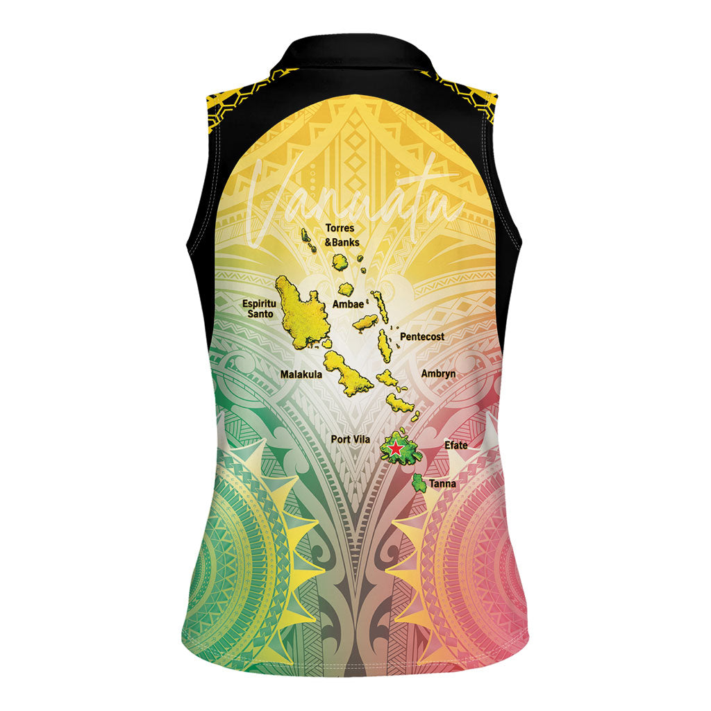 Vanuatu Independence Day Women Sleeveless Polo Shirt The Untouched Paradise LT05 - Polynesian Pride