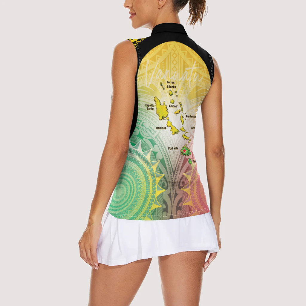 Vanuatu Independence Day Women Sleeveless Polo Shirt The Untouched Paradise LT05 - Polynesian Pride