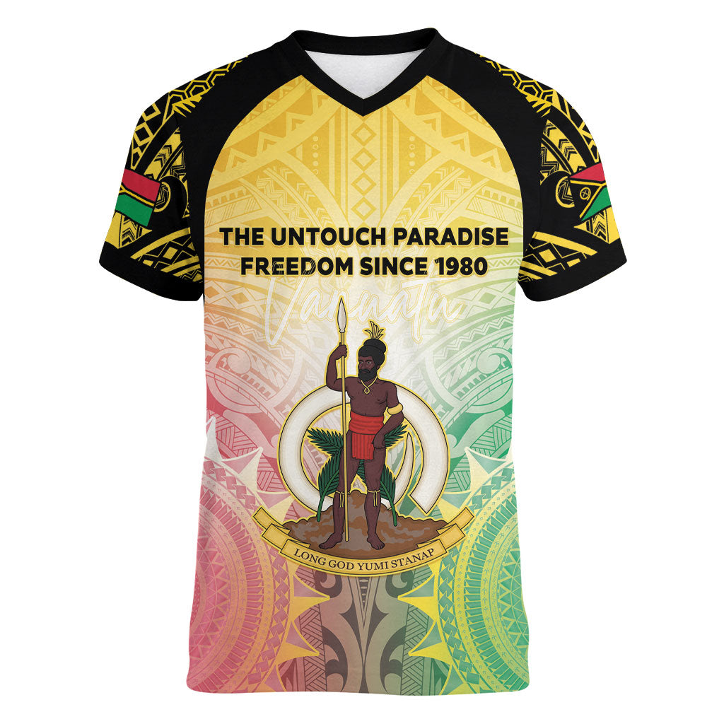 Vanuatu Independence Day Women V-Neck T-Shirt The Untouched Paradise LT05 Female Colorful - Polynesian Pride