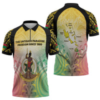Vanuatu Independence Day Zipper Polo Shirt The Untouched Paradise LT05 - Polynesian Pride
