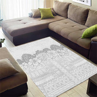 Samoa Lotu Tamaiti Area Rug White Sunday Polynesian Pattern With Tropical Flowers