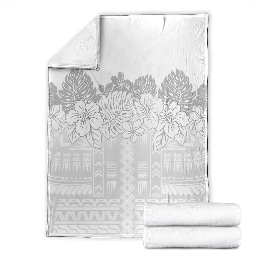 Samoa Lotu Tamaiti Blanket White Sunday Polynesian Pattern With Tropical Flowers LT05 - Polynesian Pride